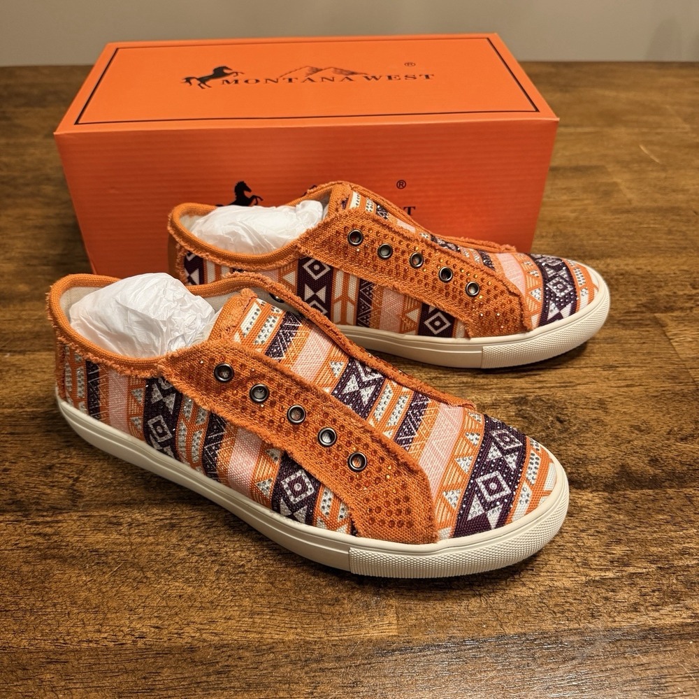 Montana West Slip-on Sneakers Canvas Bling Southwest Womens Size 8